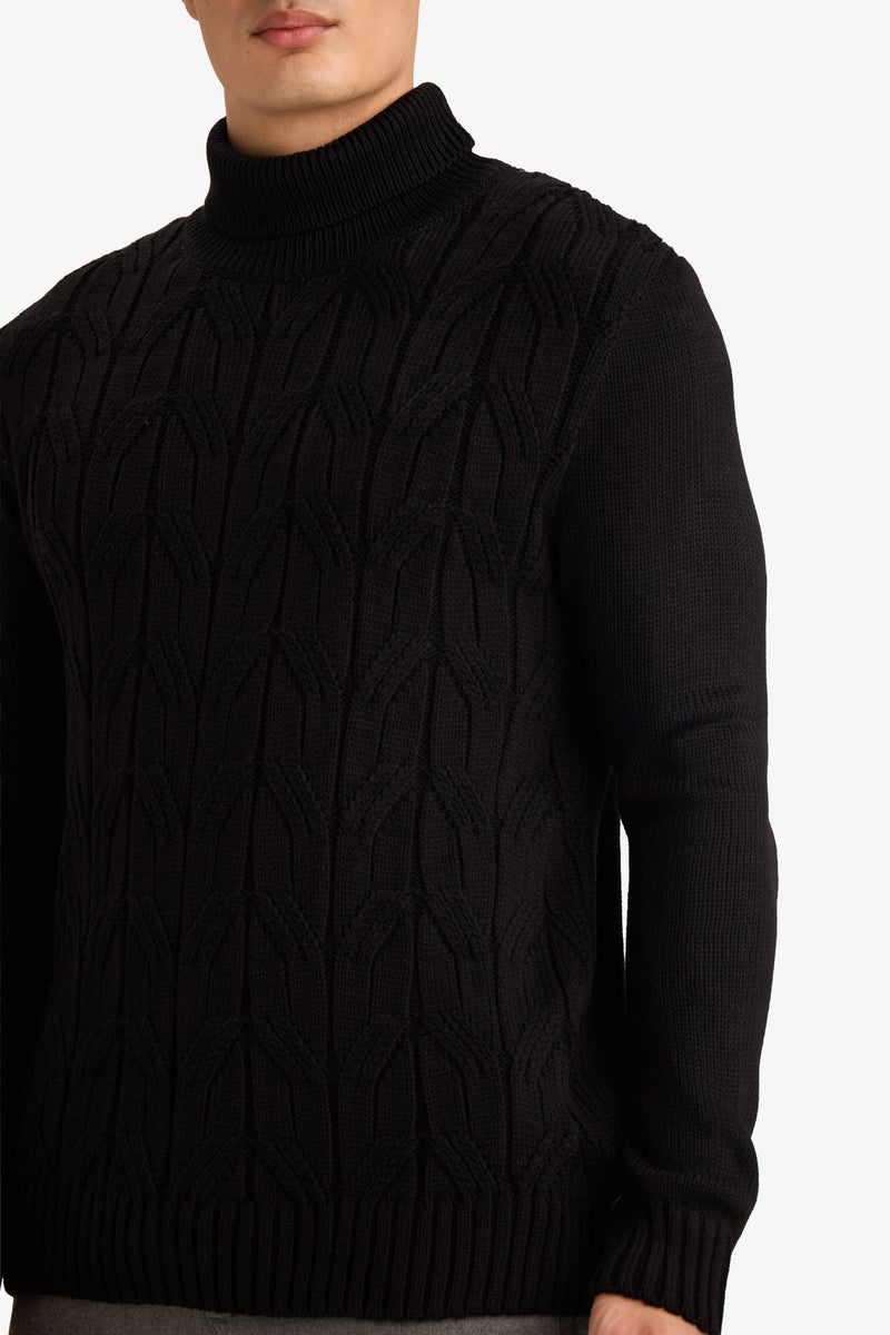 DeFacto Black Man Standard Fit Turtleneck Knitwear Pullover Casual - Image 4
